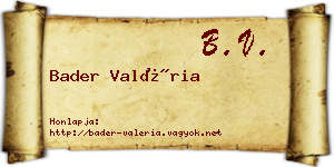 Bader Valéria névjegykártya